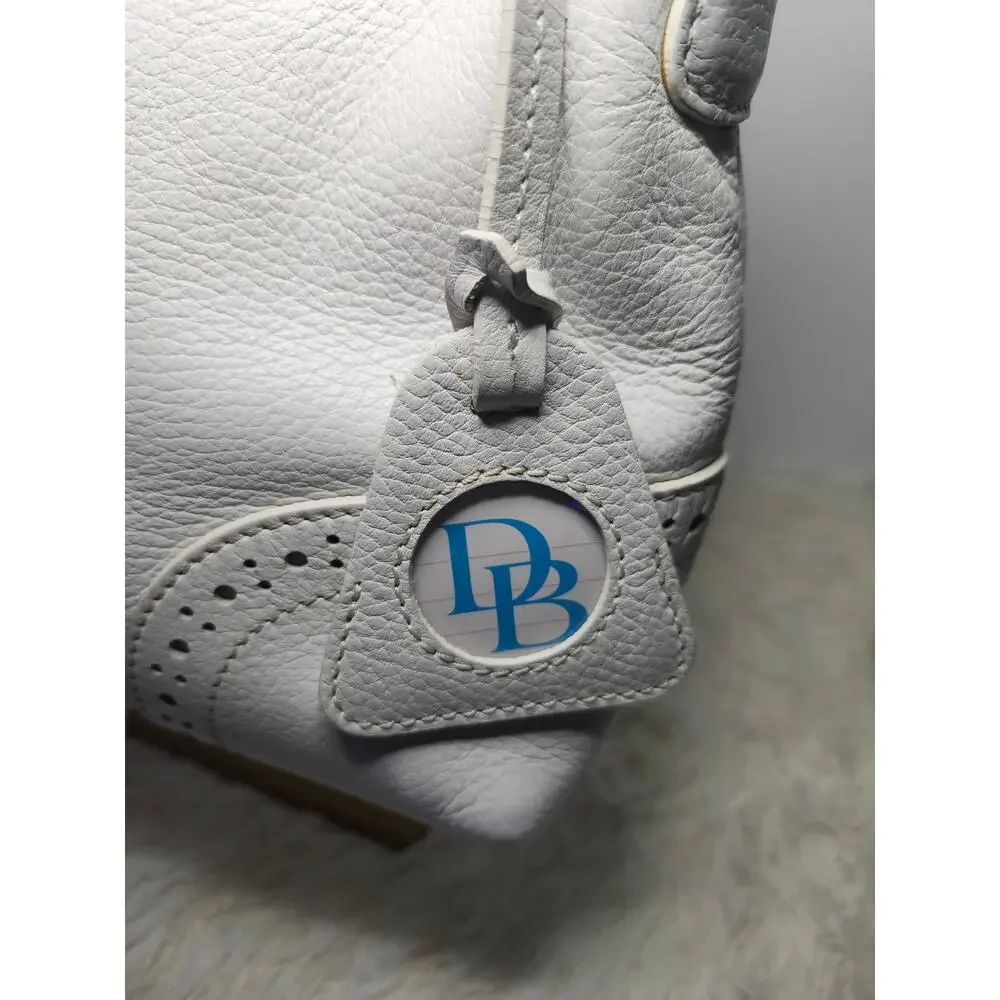 Dooney & Bourke Shoulder Bag White Leather Gold Hardware Hobo Classic Minimalist - Picture 3 of 17